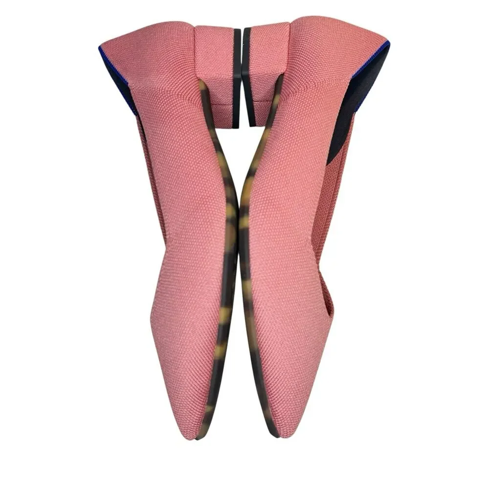 Rothys The High Point Flats in Tulip Pink Sz 11 Low Block Heel Comfort Knit NWOT
